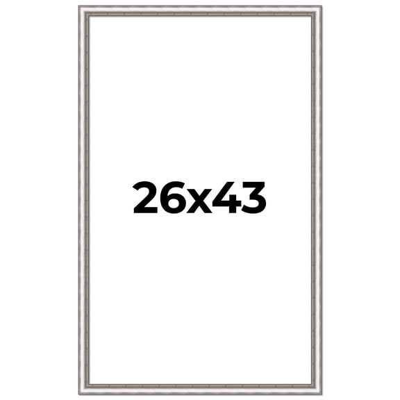 26x43 Frame Silver Real Wood Picture Frame Width 1.25 Inches | Interior Frame Depth 0.5 Inches |