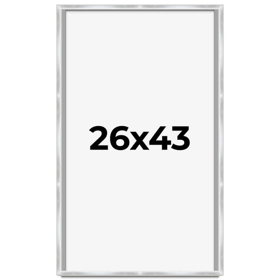 26x43 Frame Silver Whitewashed Wood Grain Solid Wood Shadow Box | 0.75 Inch Moulding Width | 0.75