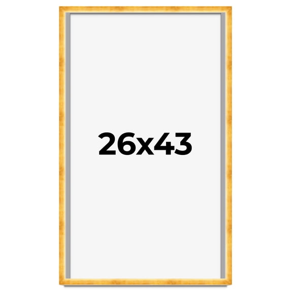 26x43 Shadow Box Frame Gold | 1.625 Inches Deep Real Wood Traditional Shadowbox Display Frame | UV