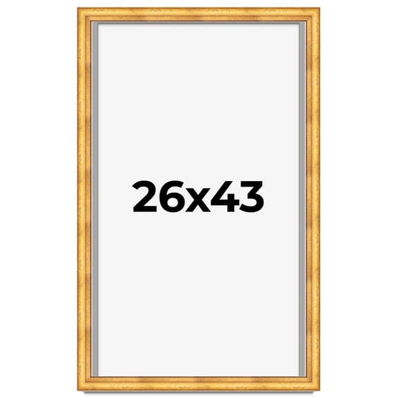 26x43 Shadow Box Frame Gold | 1.75 Inches Deep Real Wood Traditional Shadowbox Display Frame | UV