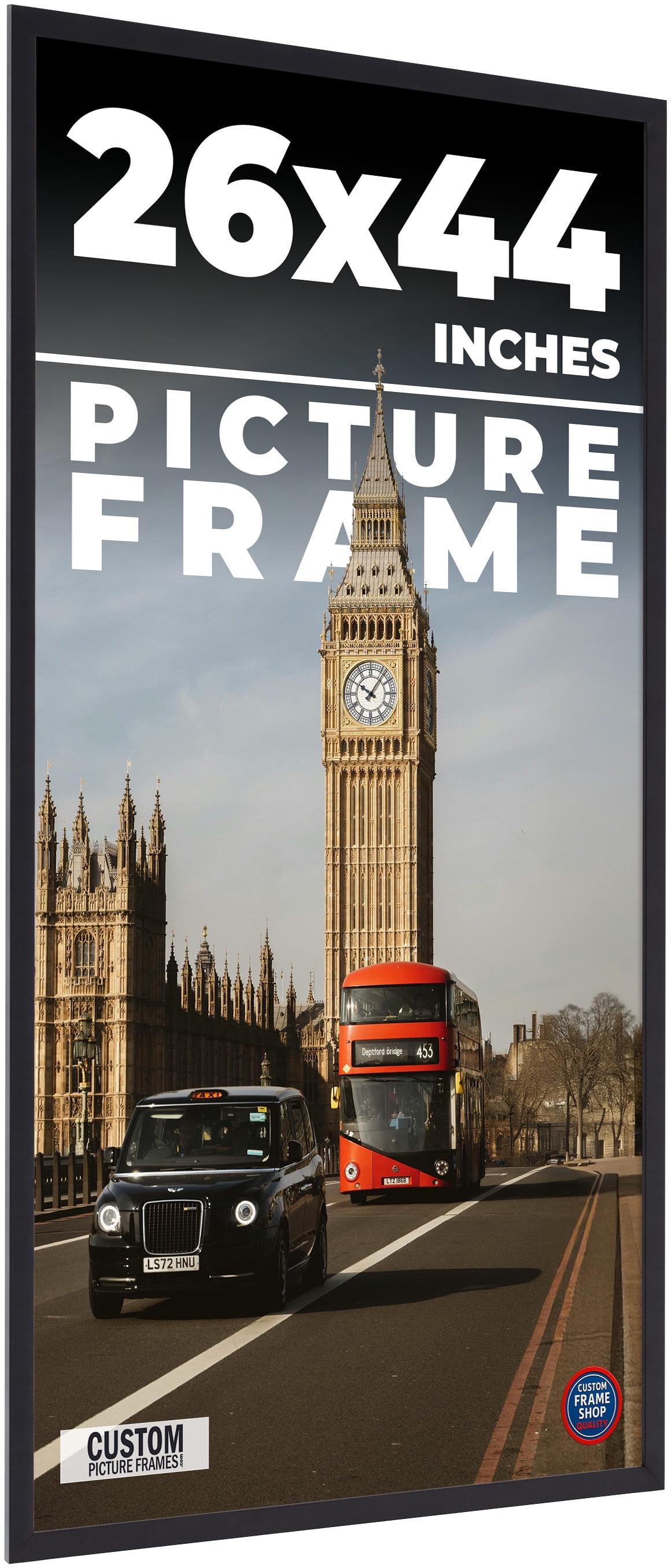 26x44 Frame Black Solid Wood Picture Frame | 0.75 Inch Moulding Width ...