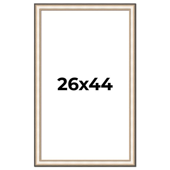 26x44 Frame Gold Silver Plein Aire 2" Inch Wide Moulding Solid Wood Picture Frame | Modena