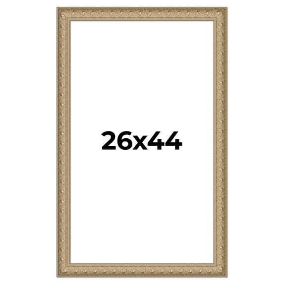 26x44 Frame Ornate Silver Beaded Solid Wood Picture Frame Width 2.5 Inches | Interior Depth 1