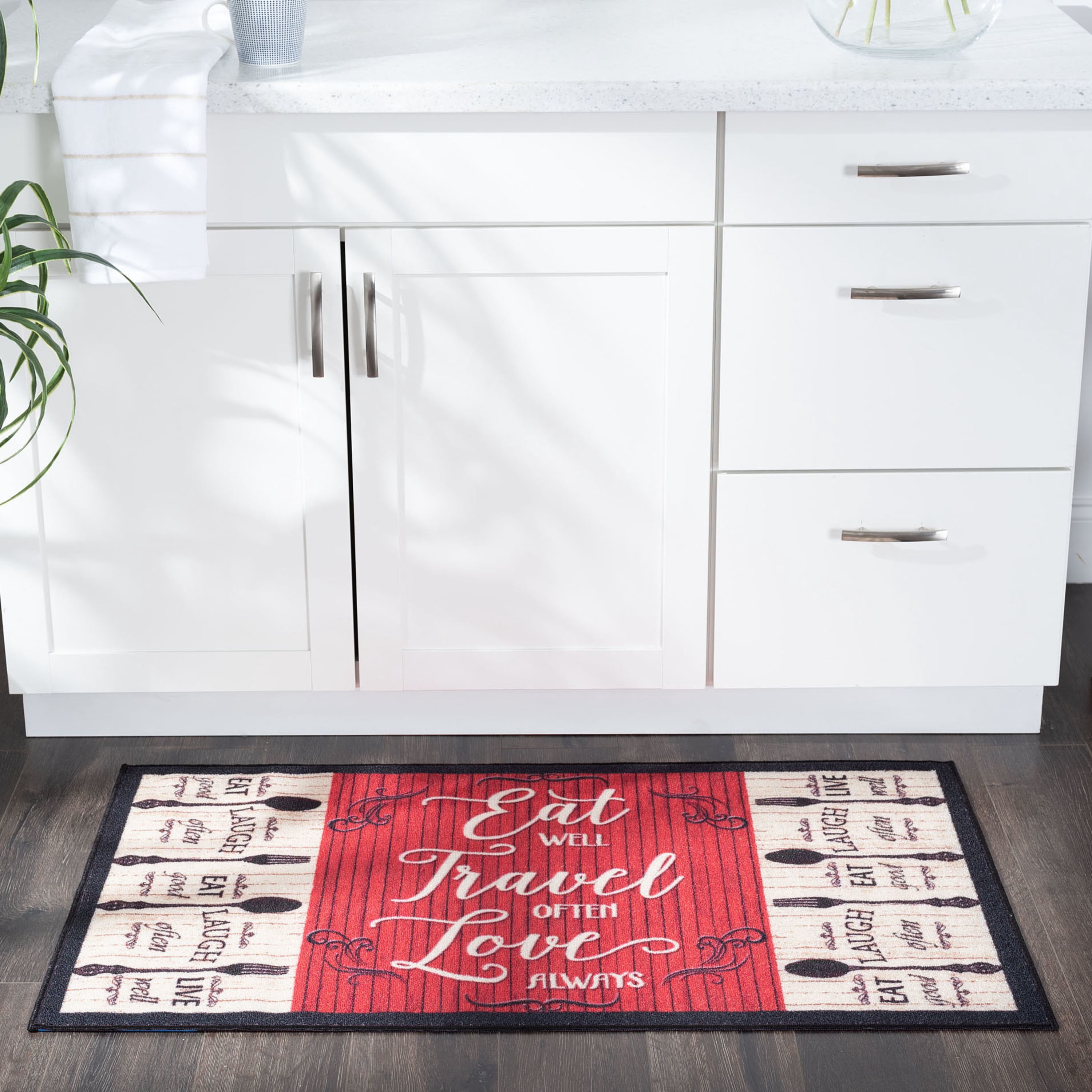 26x44 Modern Red Runner Rugs for Hallway | Indoor Entry, Entryway, Walkway or Kitchen Rug 2'2'' x 3'8''