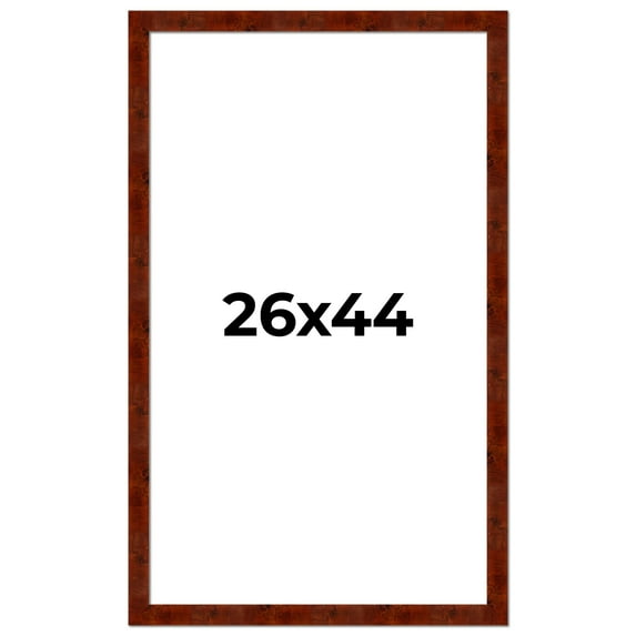 26x44 Walnut Brown Veneer Real Wood Picture Frame Width 1.75 inches | Interior Frame Depth 0.5