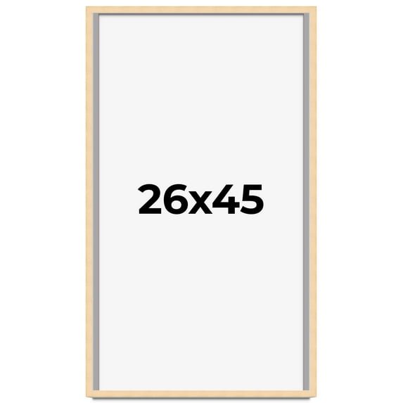 26x45 Frame Natural Wood Picture Frame | 0.75 Inch Moulding Width | with UV Acrylic Plexiglass,