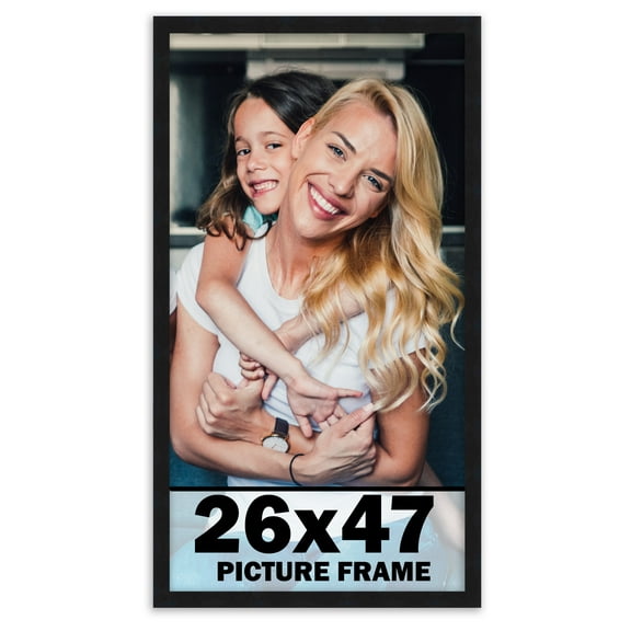 26x47 Frame Black Solid Wood Picture Frame | 0.75 Inch Moulding Width | Includes UV Acrylic