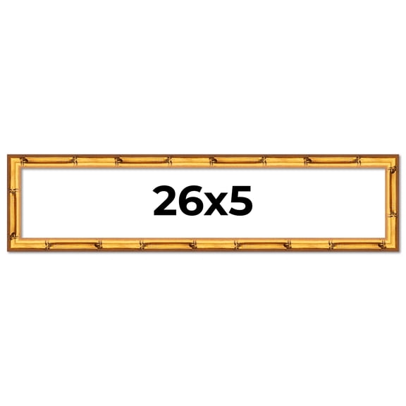 26x5 Frame Gold Bamboo Picture Frame - Complete Modern Photo Frame Includes UV Acrylic Shatter