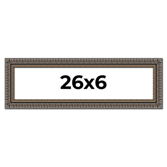 26x6 Frame Black Feather Payton Ornate Solid Wood Picture Frame Width 1.75 Inches | Interior Depth
