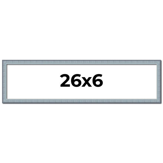 26x6 Frame Blue Scuffed Farm Board Solid Wood Picture Frame Width 0.75 Inches | Interior Depth 0.5