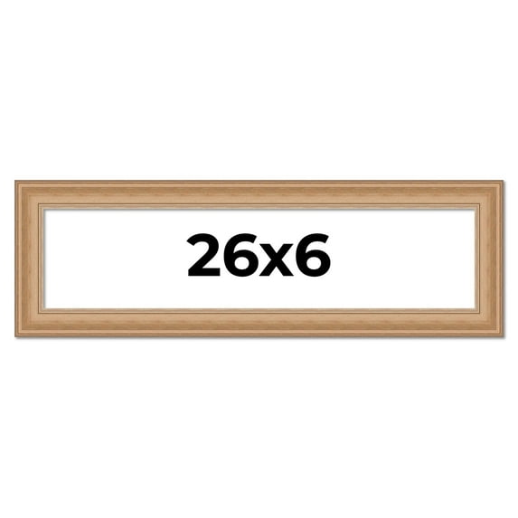 26x6 Frame Charleston Honey Brown Solid Wood Picture Frame Width 1.75 Inches | Interior Depth 0.5