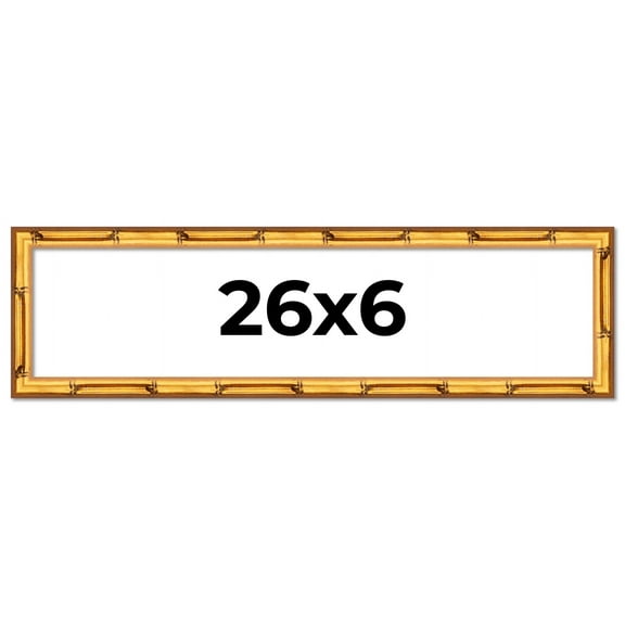 26x6 Frame Gold Bamboo Picture Frame - Complete Modern Photo Frame Includes UV Acrylic Shatter