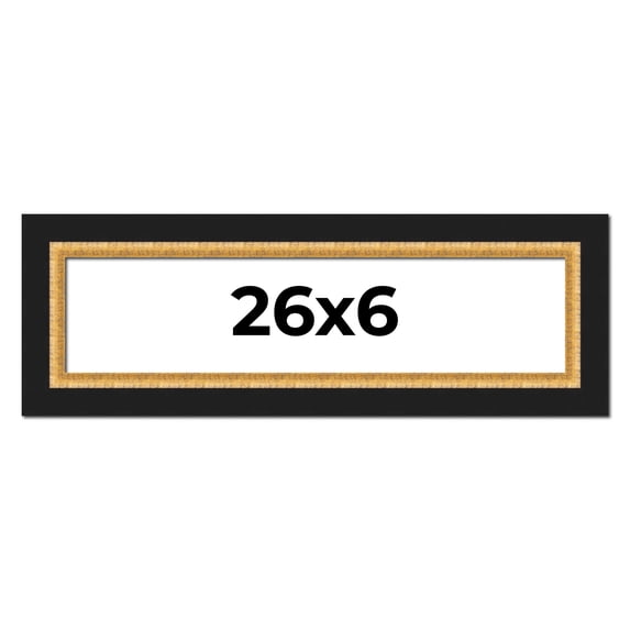 26x6 Frame Gold Real Wood Picture Frame Width 2.25 Inches | Interior Frame Depth 0.5 Inches |