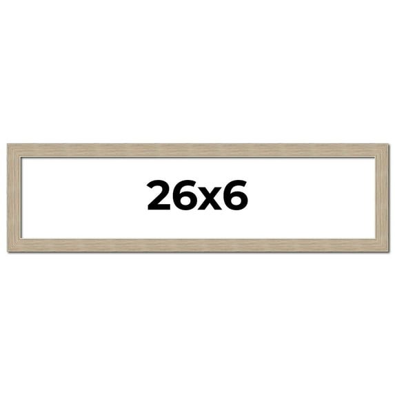 26x6 Frame Grey Solid Wood Picture Frame Width 1 Inches | Interior Frame Depth 0.5 Inches |