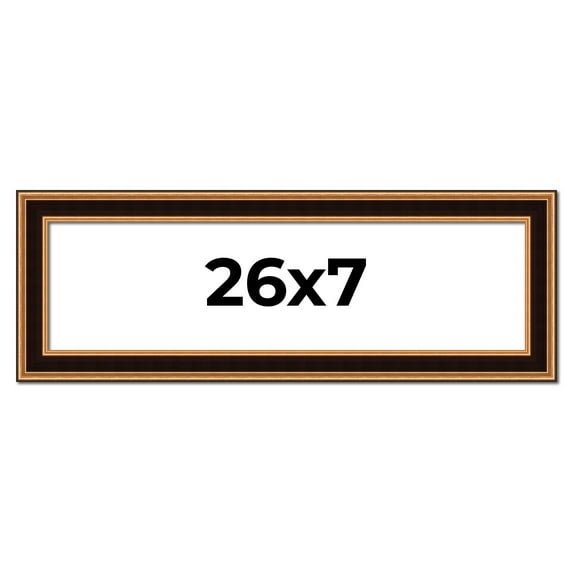 26x7 Frame Gold Brown Plein Air Vintage Solid Wood Picture Frame | 1.75 Inches Moulding Width |