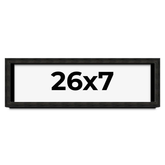 26x7 Shadow Box Black Rustic Barnwood Display Frame | 1.125 Inch Deep | 0.875 Inch Moulding Width