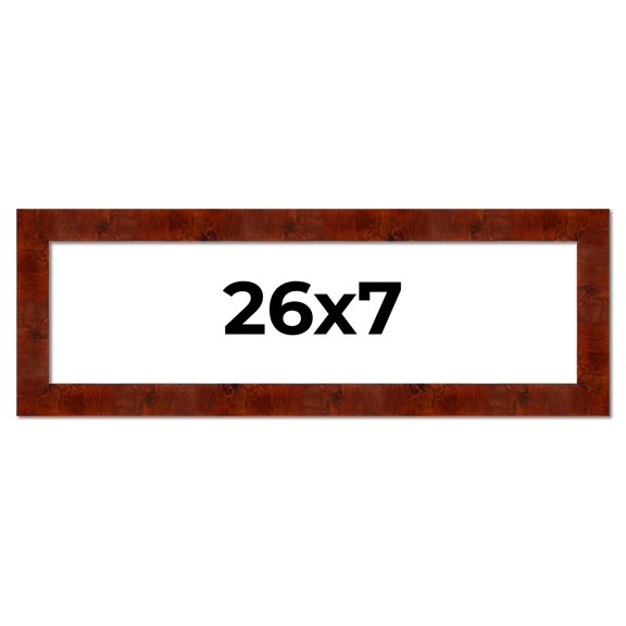 26x7 Walnut Brown Veneer Real Wood Picture Frame Width 1.75 inches | Interior Frame Depth 0.5