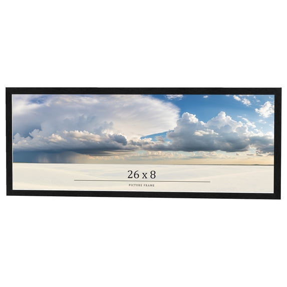 26x8 Frame Black Charcoal Grey Wood Textured Picture Frame | 0.75 Inch Moulding Width | Gunmetal