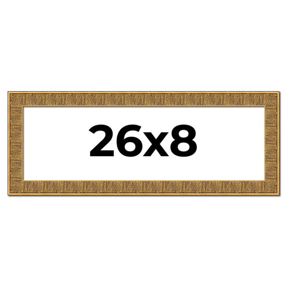 26x8 Frame Black and Gold Distressed Solid Wood Sonoma Picture Frame | 1.625 Inch Moulding Width |