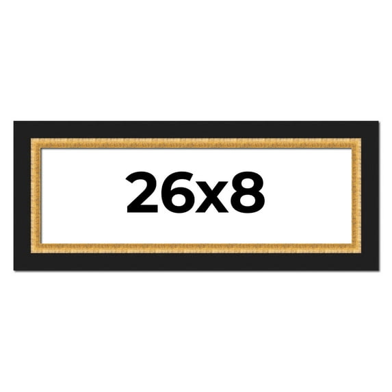 26x8 Frame Gold Real Wood Picture Frame Width 2.25 Inches | Interior Frame Depth 0.5 Inches |