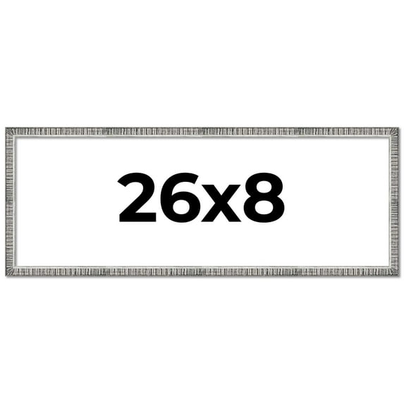 26x8 Frame Silver Picture Frame - Complete Modern Photo Frame Includes UV Acrylic Shatter Guard