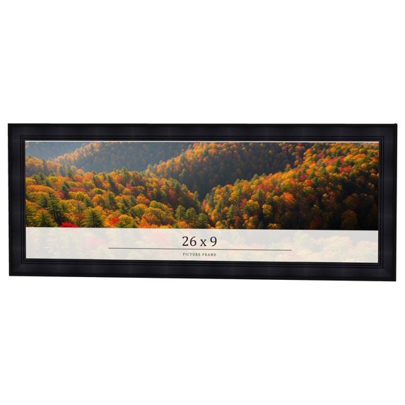 26x9 Frame Black Passaggi Solid Wood Picture Frame Width 1.5 Inches | Interior Frame Depth 0.5