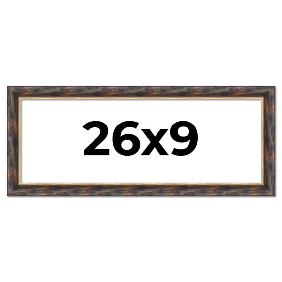 26x9 Frame Gold Real Wood Picture Frame Width 1.5 inches | Interior Frame Depth 0.5 inches |