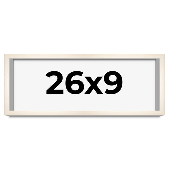 26x9 Frame White Wash Solid Wood Picture Frame | 0.75 Inch Moulding Width | Includes UV Acrylic