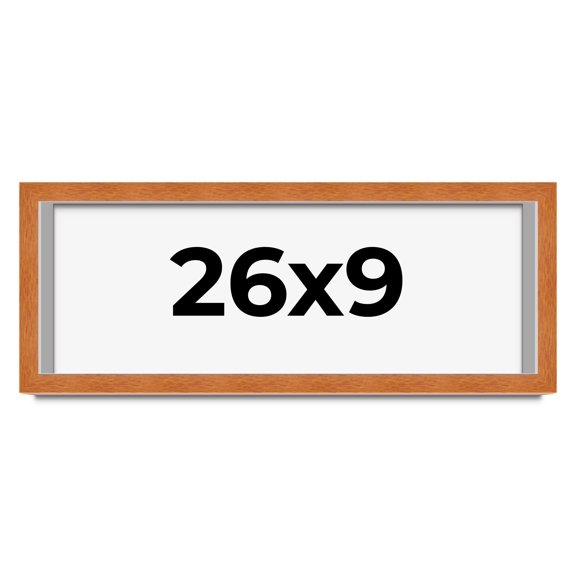 26x9 Shadow Box Frame Brown | 0.875 Inches Deep Real Wood Contemporary Shadowbox Display Frame | UV