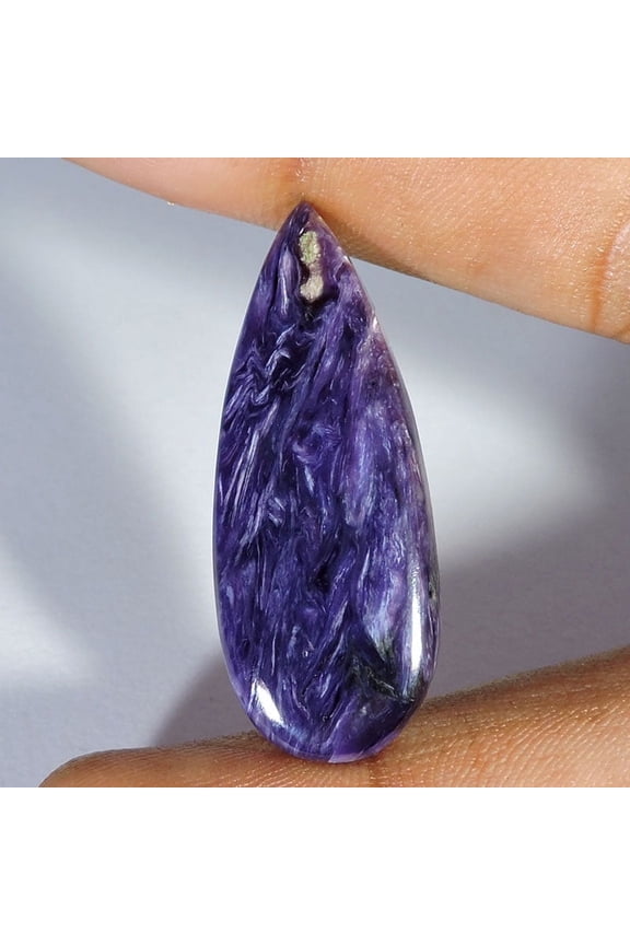 27.00Cts Rare Natural Purple Flashy Charoite Pear Cabochon Loose Pendant Shape Wedding Gift Gemstone