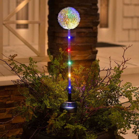 27 1/2" Flower Ball Solar-Powered Plastic Garden Stakes Set - 3 Pc.