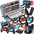 thumbnail image 1 of 27 in 1  Nintendo Switch Accessories Kit Bundle, Mooroer 2022 Gift Kit with Carrying Case, Dockable Protective Case Cover, Screen Protector, Steering Wheel, Joycon Grip & More (Black), 1 of 9