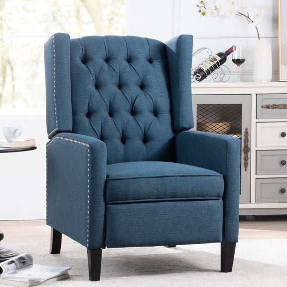 27.16" Wide Manual Chair | Three - Gear Reclining for Comfortable Sitting | Silver Bubble Nails and Durable Fabric Features