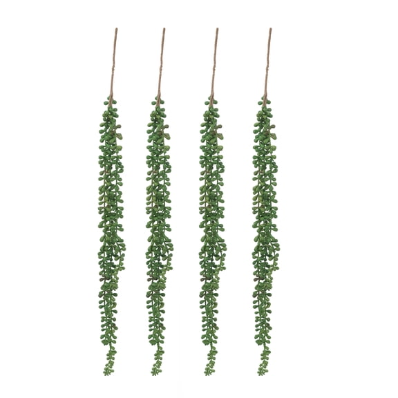 27.2" Faux Bead Grass Stems - 4 Pack Dark Green Artificial Hanging Succulent Plants