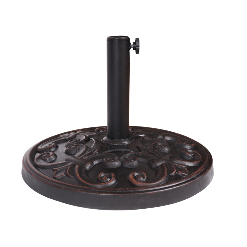 27.20 lbs Round Resin Umbrella Base, Bronze Heavy-Duty Patio Umbrella Stand for Outdoor Use