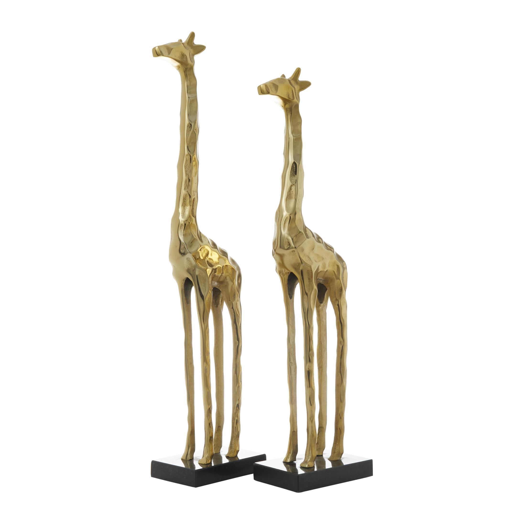 27", 24"H Gold Aluminum Metal Giraffe Sculpture, by DecMode (2 Count)