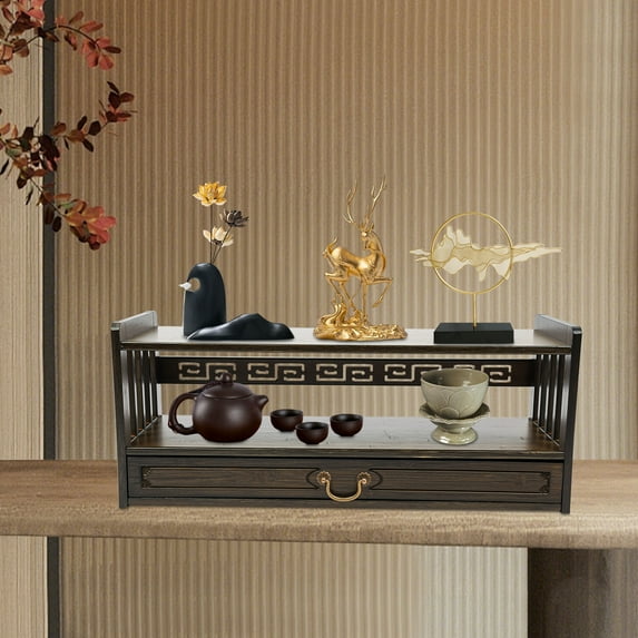 27.2in Bamboo Chinese Style Storage Table 55lbs Load Capacity Desktop Organizer