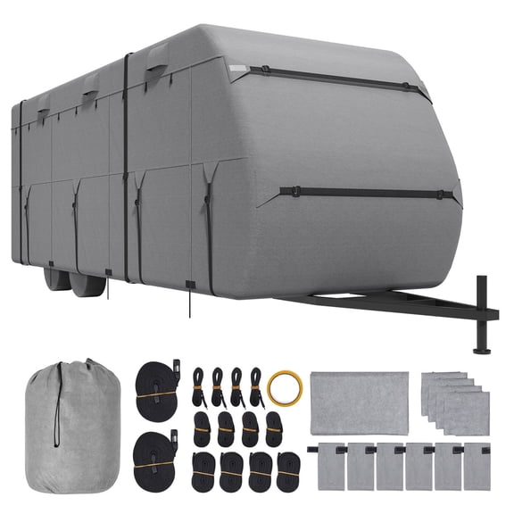 27-30 ft Travel Trailer RV Cover, Fit 27-30 ft RVs, 27-30 ft RV Cover, Waterproof, with Storage Bag, Waterproof and Sun-proof, for patio backyard trailer garden camping and storage use