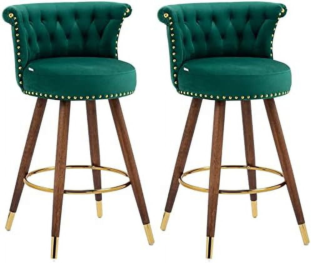 27" Swivel Velvet Stools Counter Height Chairs with Back Swivel