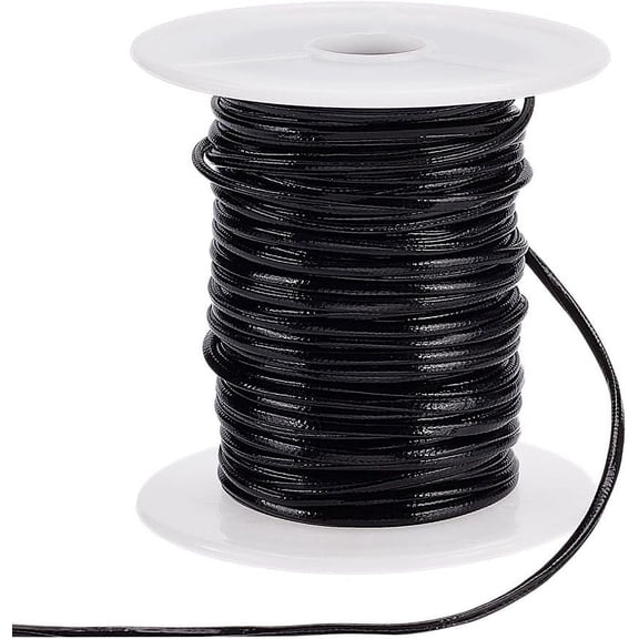 27.34 Yard Black Braid Cord 0.08 Inch Flat Imitation Leather Cord Leather Strips for Crafts DIY Projects Clothing Pet Collars Traction Ropes Belt Keychains Wrapping Black 25ms