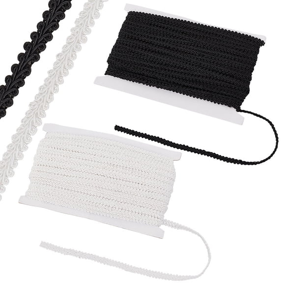 27.34 Yards/25m Black Braid Lace Trim 1/4 inch Centipede Braid Trim Decorative Craft Lace Ribbon Shiny Polyester Gimp Braid TrimDIY