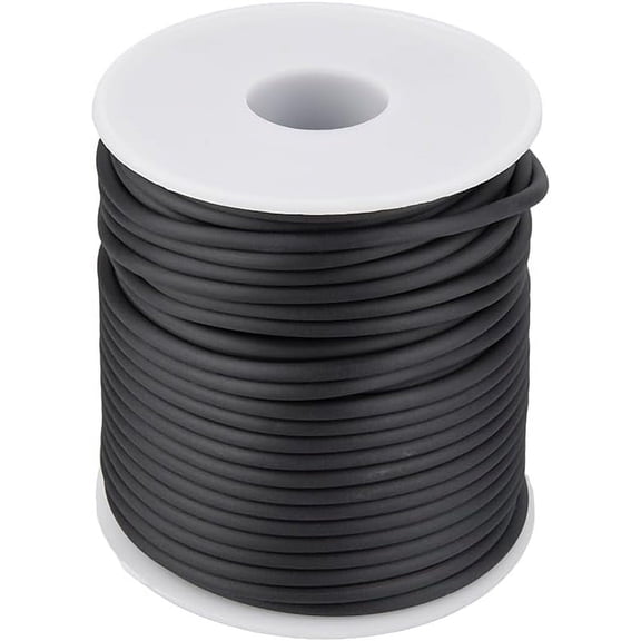 27.34 Yards Black Hollow Tube Cord PVC Plastic Barber Cord with 1.5mm Hole Rubber Elastic Cord Lanyard String Cord for DIY Craft Jewelry Making