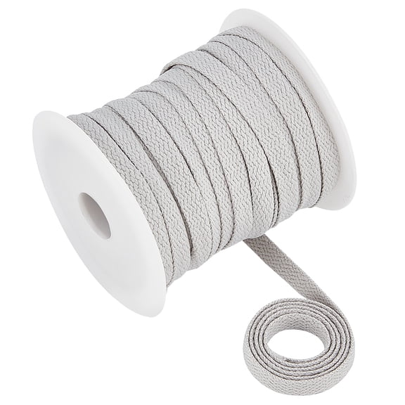 27.34 Yards Flat Drawstring Rope Replacement 1/4 inch(8mm) Wide Light Grey Soft Drawstring Cord with 1pc Plastic SpoolDIY