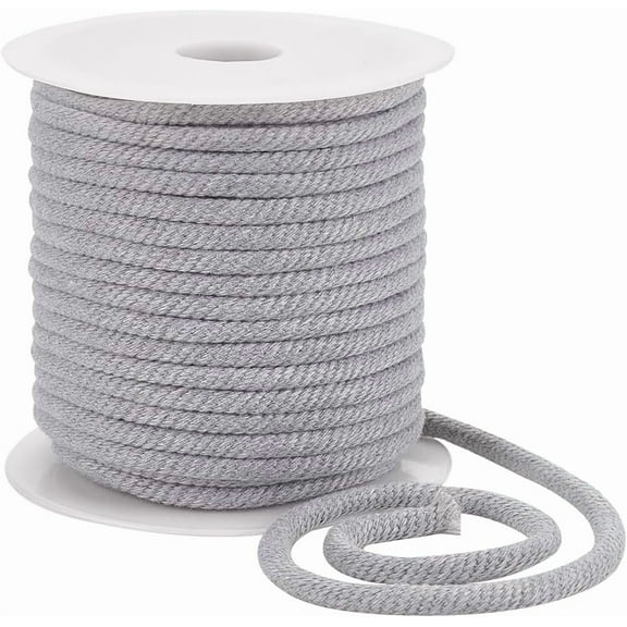 27.34 Yards Light Grey Thread Cord 6mm Polycotton Drawstring Replacement Soft Rope with Plastic Spool Cord for Coats Pants Shorts Shoes Crafts
