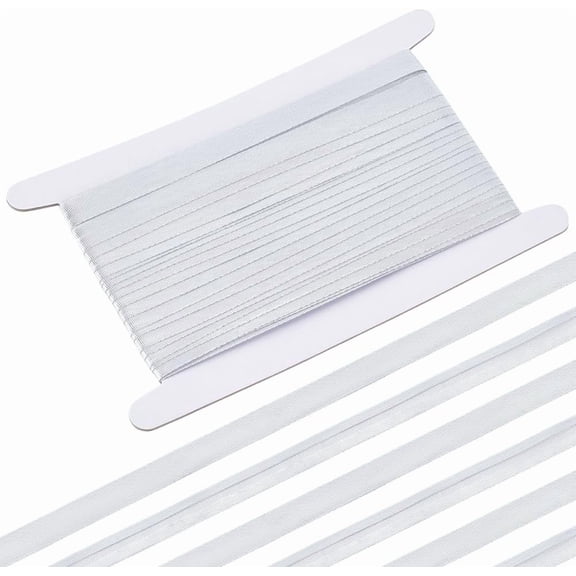 27.34 Yards Single Fold Bias Tape 0.6Inch Wide Silver Polyester Bias Binding Tape Hemming Ribbon for DIY Garment Sewing Seaming Piping Quilting