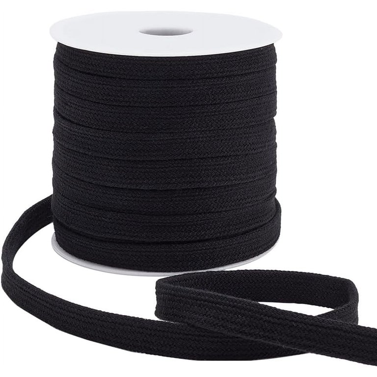 27.34Yards Black Flat Replacement Cotton Cords 12mm Wide Flat 