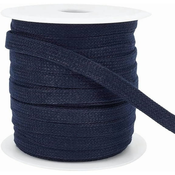 27.34Yards Prussian Blue Flat Replacement Cotton Cords 10mm Wide Flat Drawstring Cord Rope with Plastic Spools