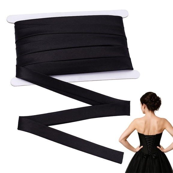 27.34inch Adjustable Lace up 0.79inch Corset Dress Straps Adjustable Lace up for Zipper Replacement or Buttons Black