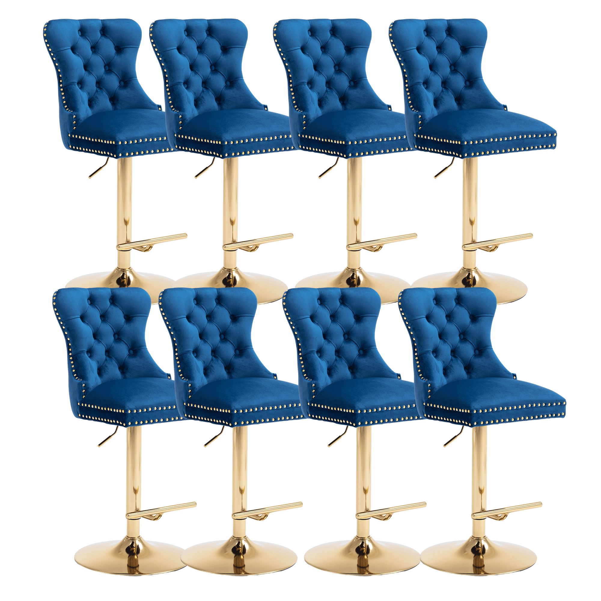 2736 Inch Velvet Swivel Bar Stools Tufted High Back & Ring Pull