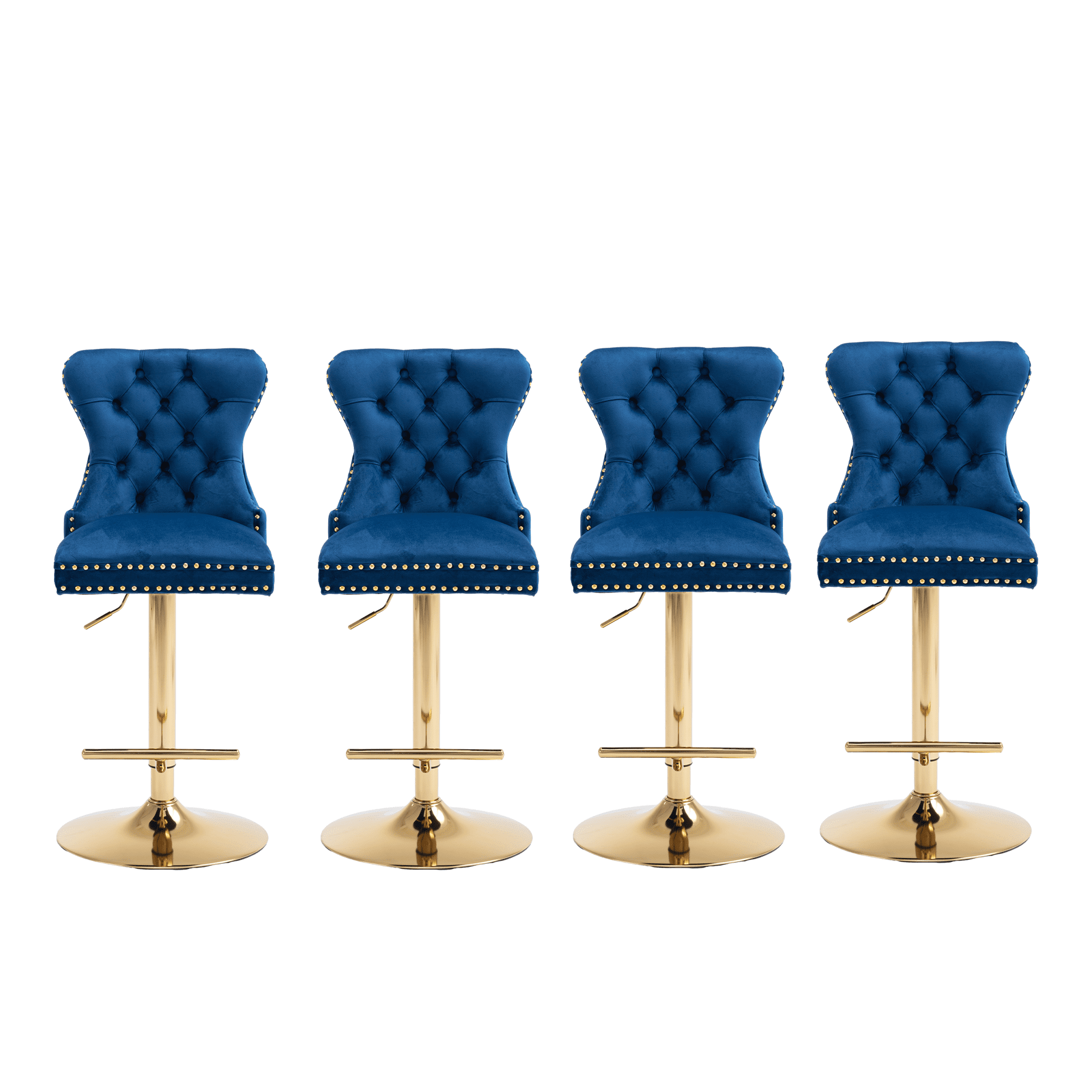 2736 Inch Velvet Swivel Bar Stools Tufted High Back & Ring Pull